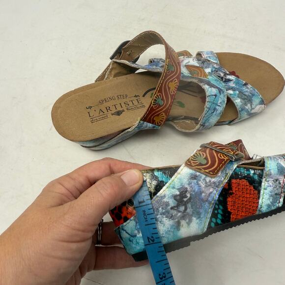 L’Artiste by Spring Step Multicolor Leather Wedge Sandals Size 37 Artsy Festival - Picture 2 of 7